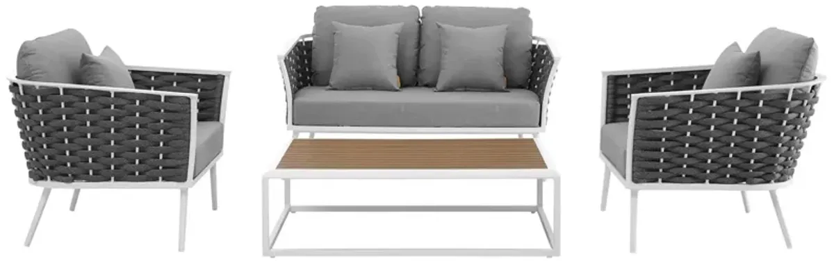 Stance 4 Piece Outdoor Patio Aluminum Sectional Sofa Set