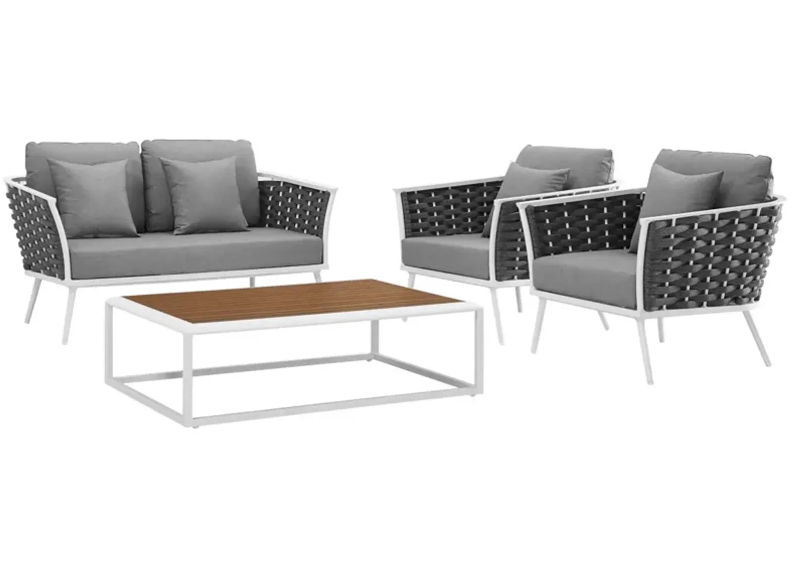 Stance 4 Piece Outdoor Patio Aluminum Sectional Sofa Set