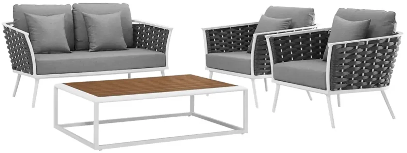 Stance 4 Piece Outdoor Patio Aluminum Sectional Sofa Set