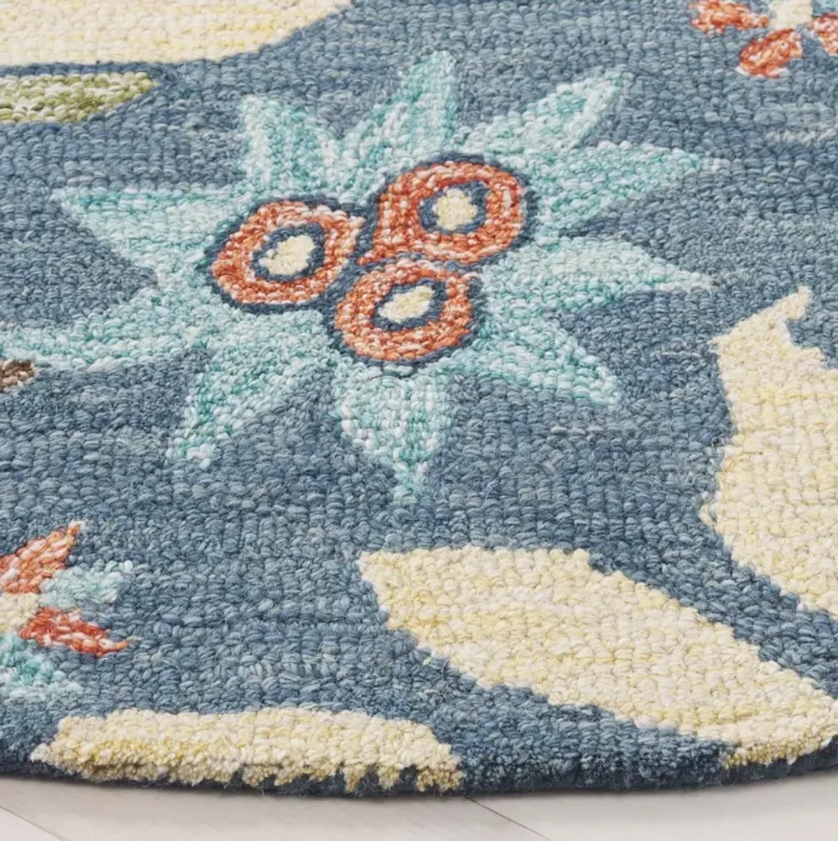 JARDIN 253 BLUE  6' x 6' Round Round Rug