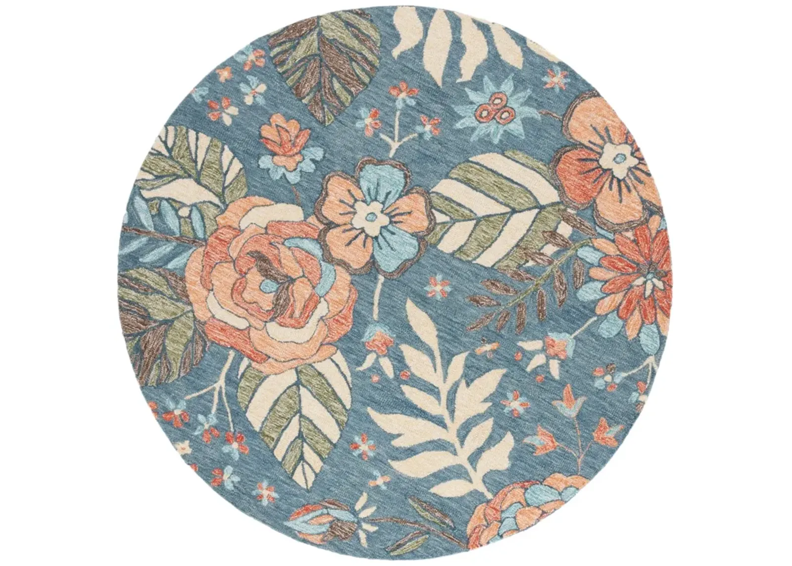 JARDIN 253 BLUE  6' x 6' Round Round Rug