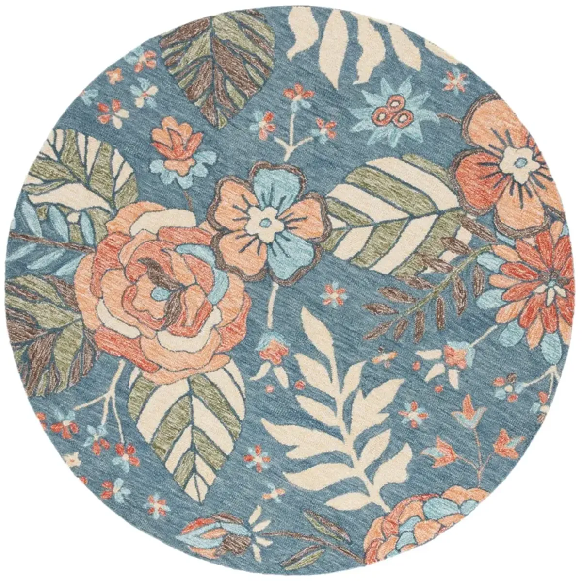 JARDIN 253 BLUE  6' x 6' Round Round Rug