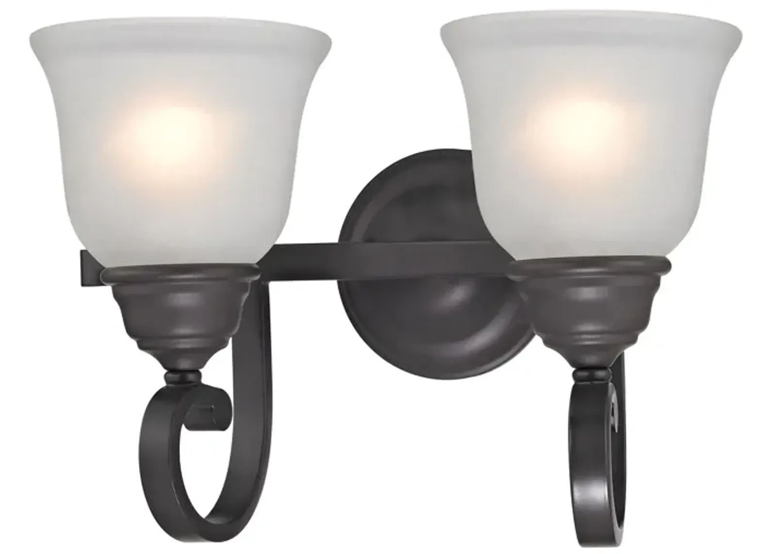 Hamilton 2-Light Vanity Light in Oil Rubbed Bronze with White Glass