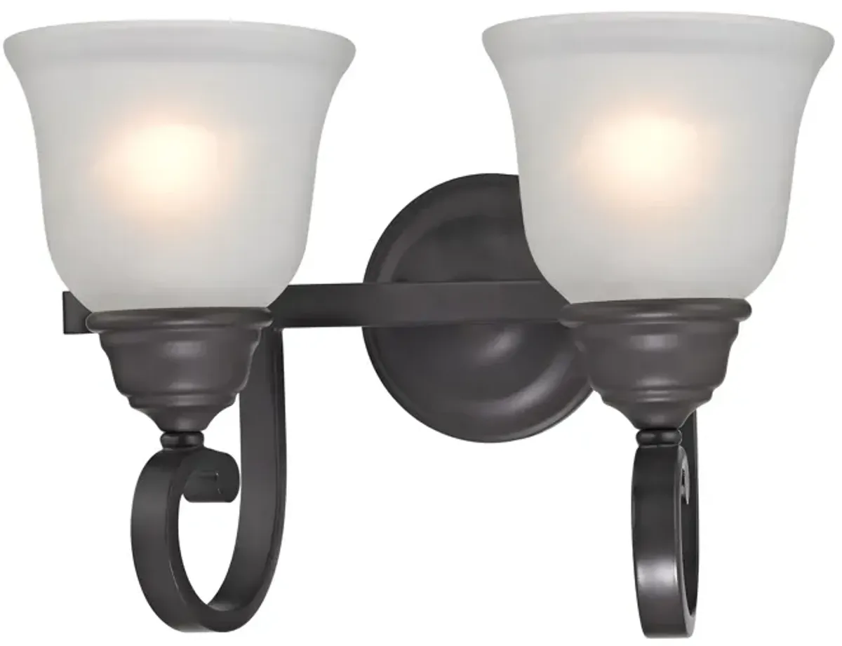 Hamilton 2-Light Vanity Light in Oil Rubbed Bronze with White Glass