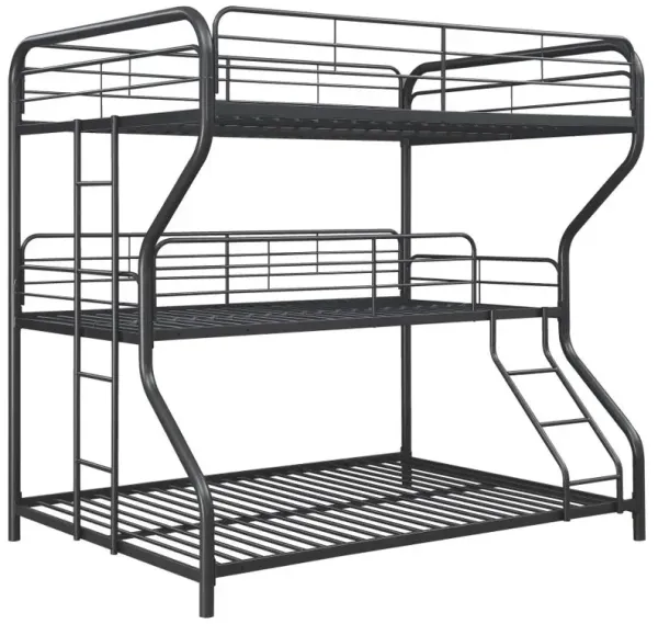 Garner Triple Full Over Twin Over Full Bunk Bed with Ladder Gunmetal