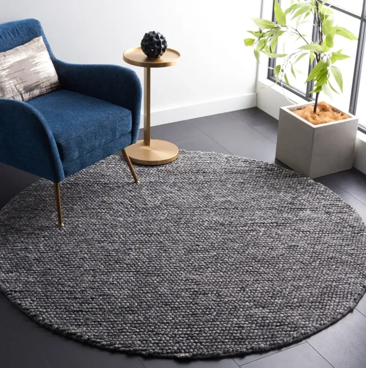 NATURA 620 DARK GREY 4' x 4' Round Round Rug