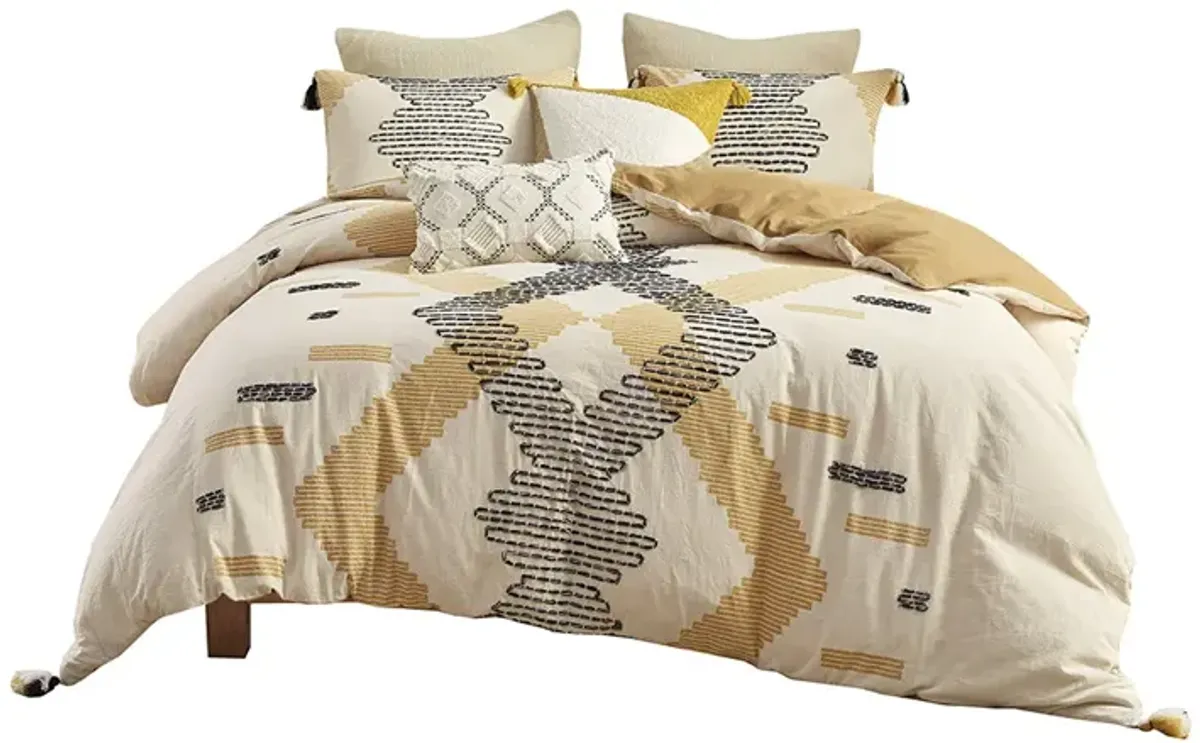 INK+IVY Arizona Yellow 3 Piece Cotton Duvet Cover Set