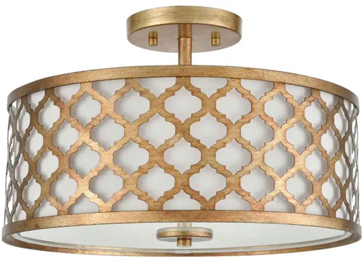 Arabesque 16" Wide 3-Light Semi Flush Mount - Bronzed Gold