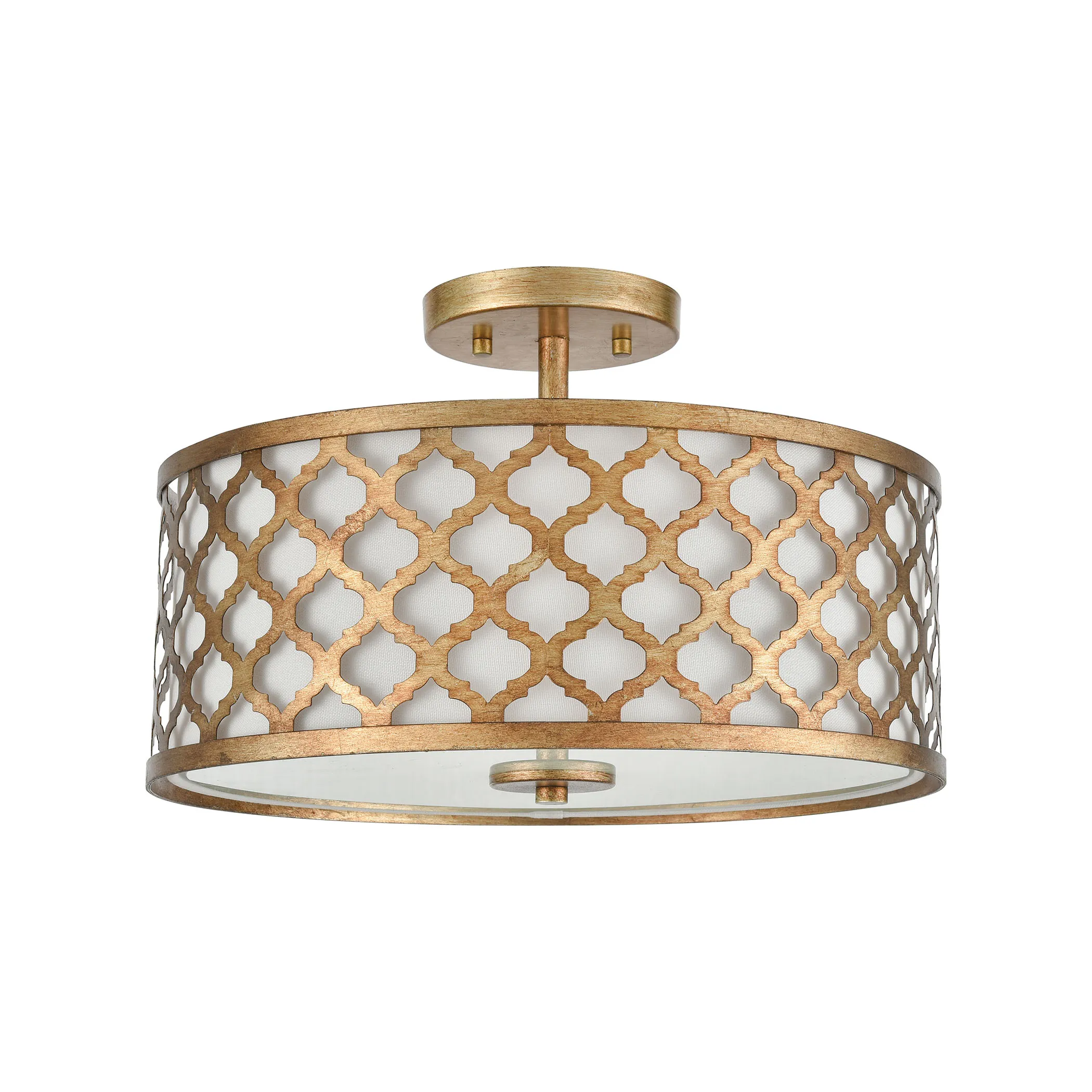 Arabesque 16" Wide 3-Light Semi Flush Mount - Bronzed Gold