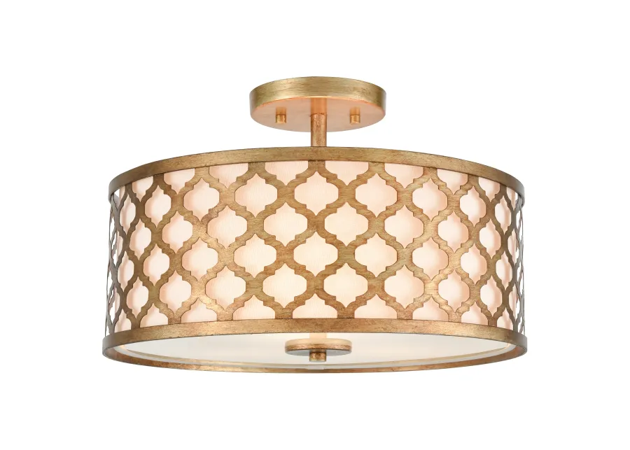 Arabesque 16" Wide 3-Light Semi Flush Mount - Bronzed Gold