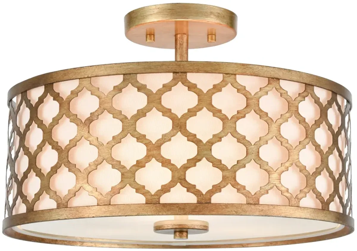 Arabesque 16" Wide 3-Light Semi Flush Mount - Bronzed Gold