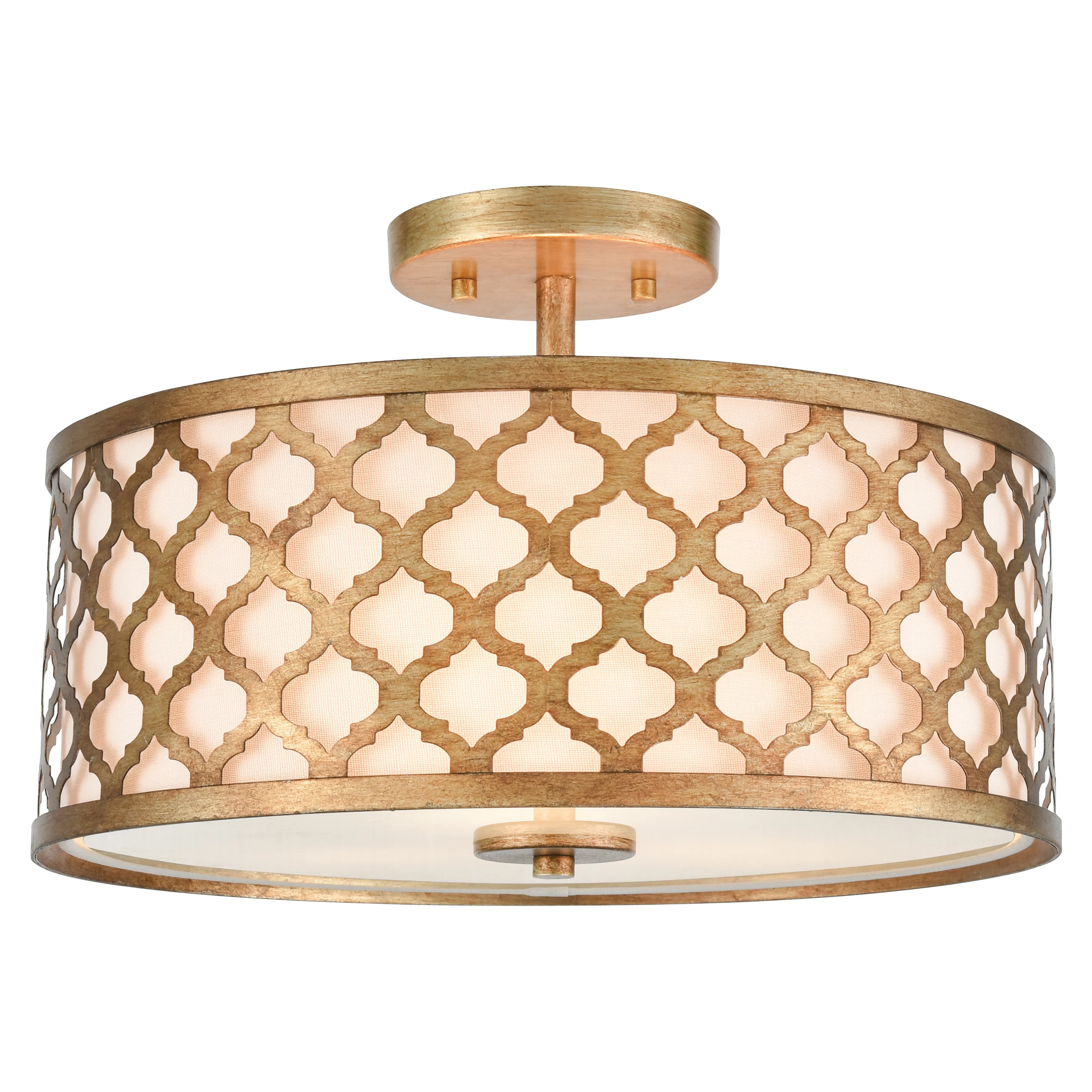 Arabesque 16" Wide 3-Light Semi Flush Mount - Bronzed Gold