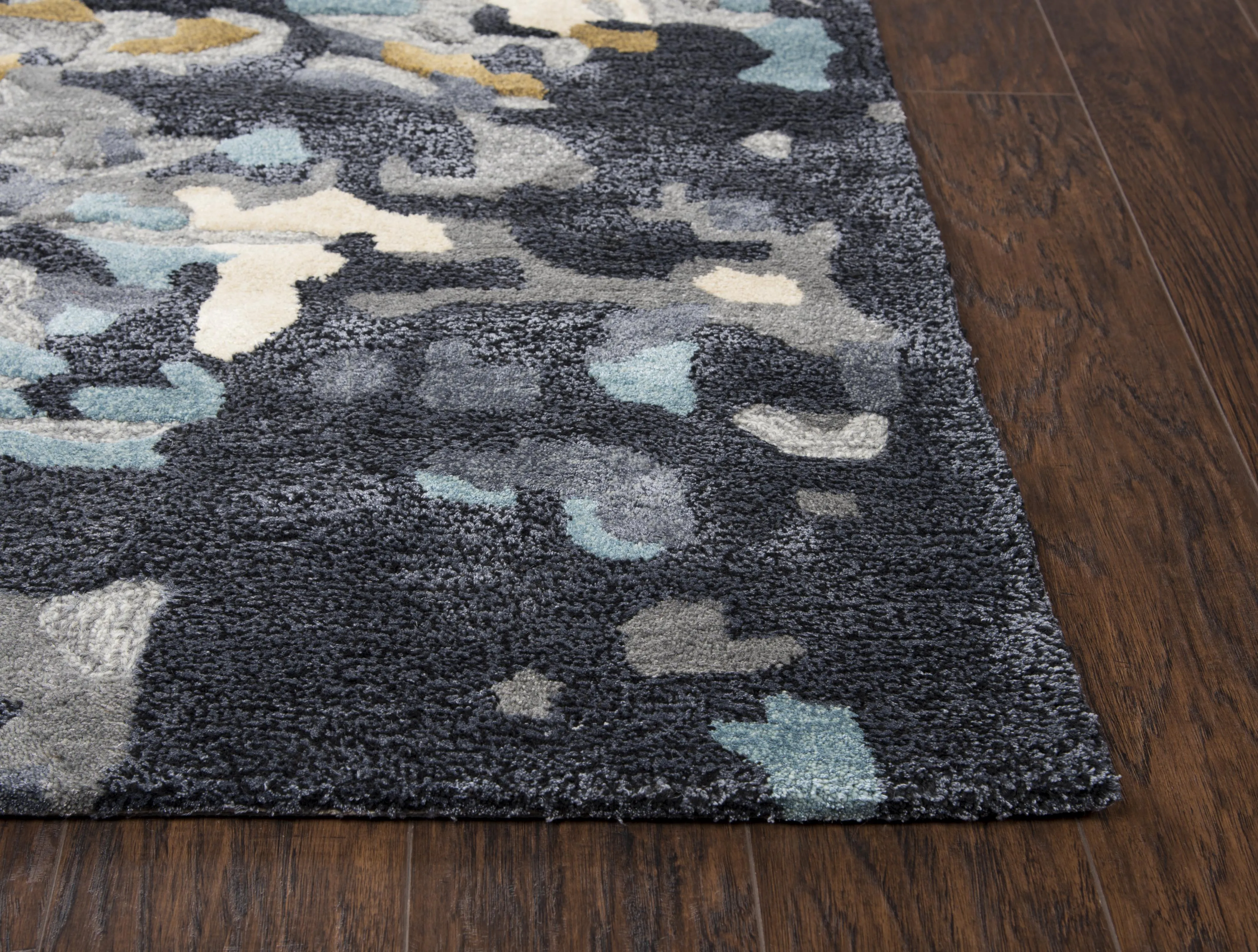 Mod Gray/Beige Abstract Wool/Tencel 5' x 8' Rectangle Rug