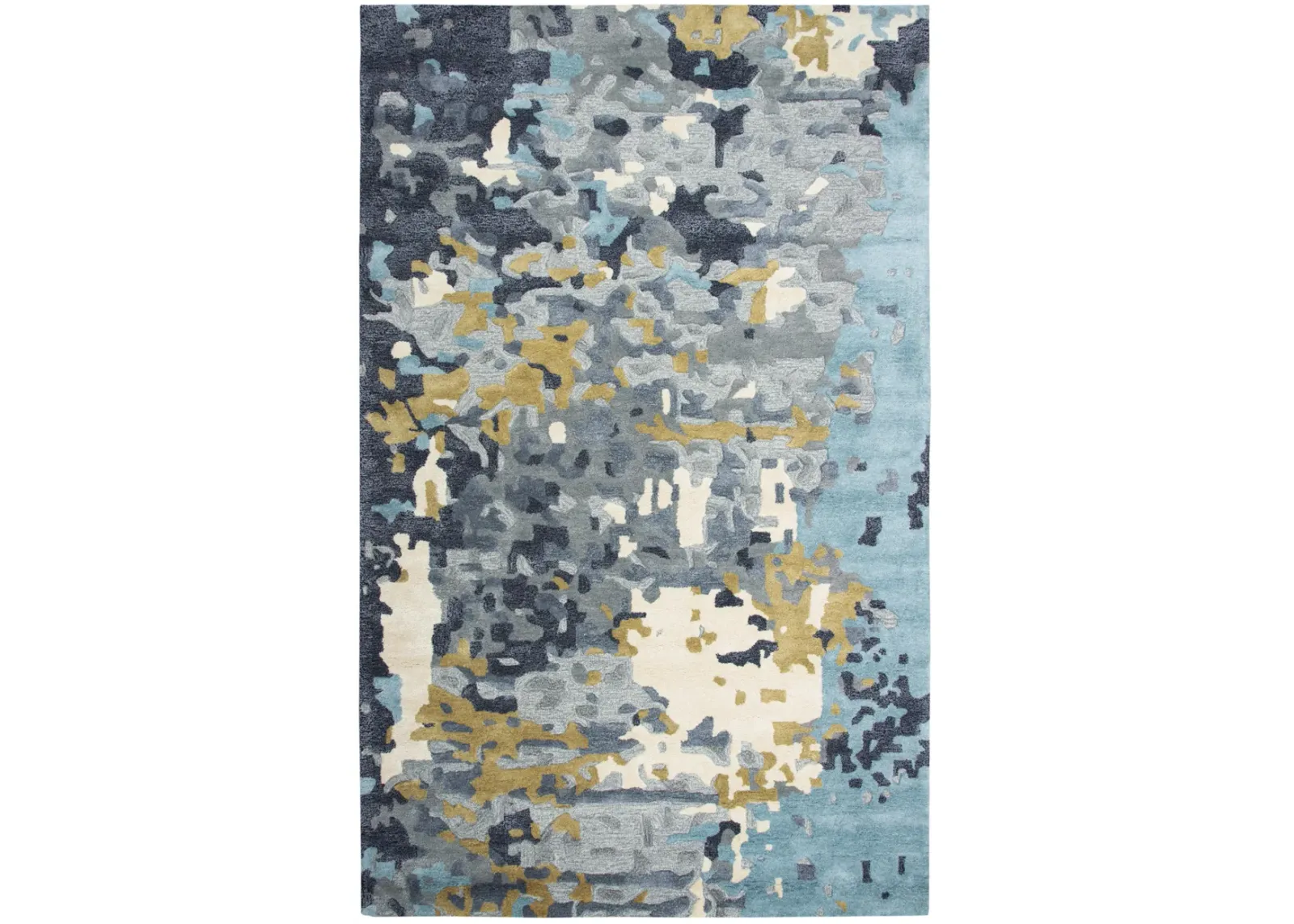 Mod Gray/Beige Abstract Wool/Tencel 5' x 8' Rectangle Rug