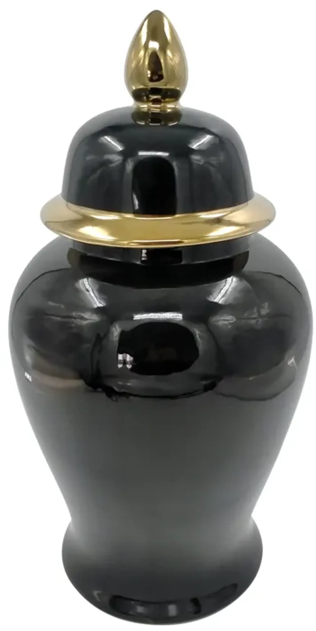 Cer, 24" Temple Jar, Black/gold