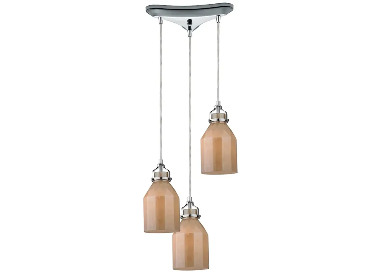 Danica 10'' Wide 3-Light Pendant - Polished Chrome and Cream Champagne Glass