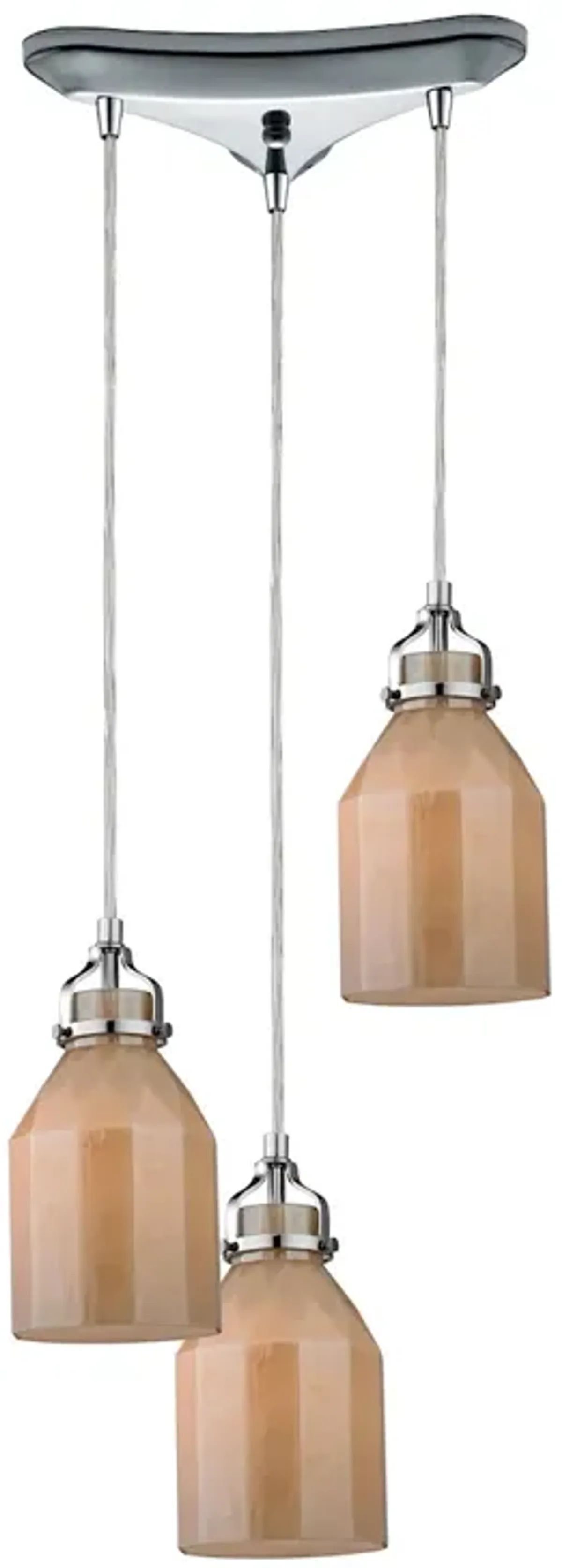 Danica 10'' Wide 3-Light Pendant - Polished Chrome and Cream Champagne Glass