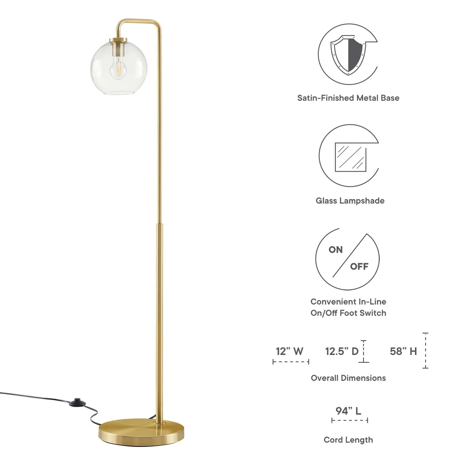 Silo Glass Globe Glass and Metal Floor Lamp