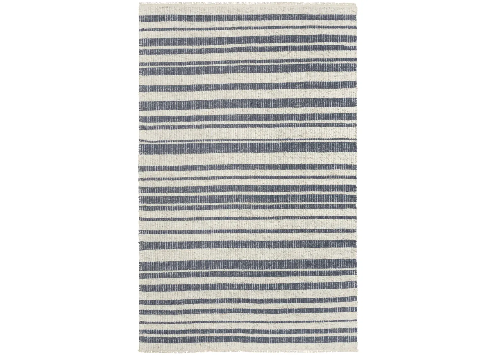 Capri Ivory/Blue Stripe Polyester/Wool Blend 5' x 7'6" Rectangle Rug