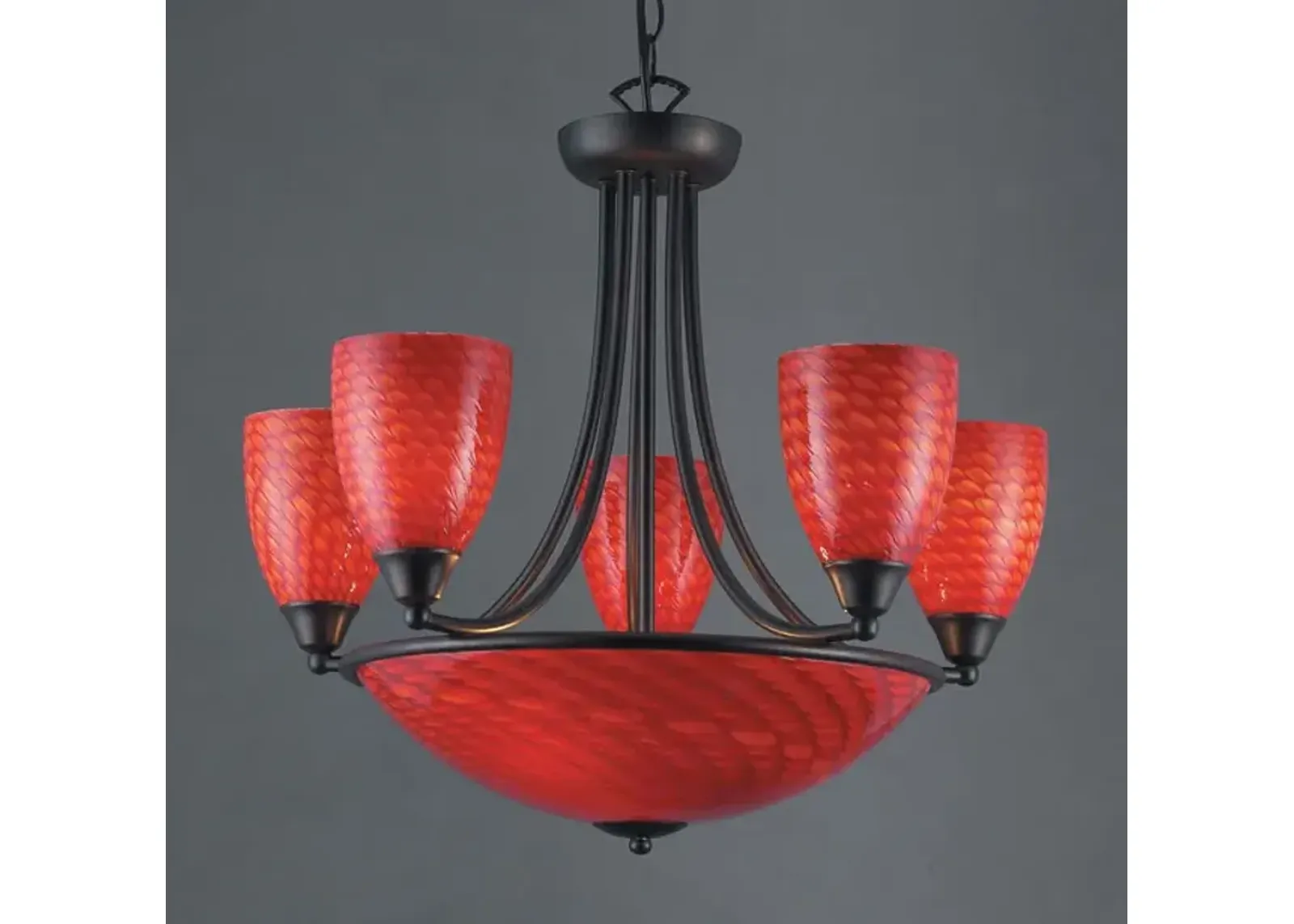 Arco Baleno 23'' Wide 8-Light Chandelier - Dark Rust with Scarlet Red