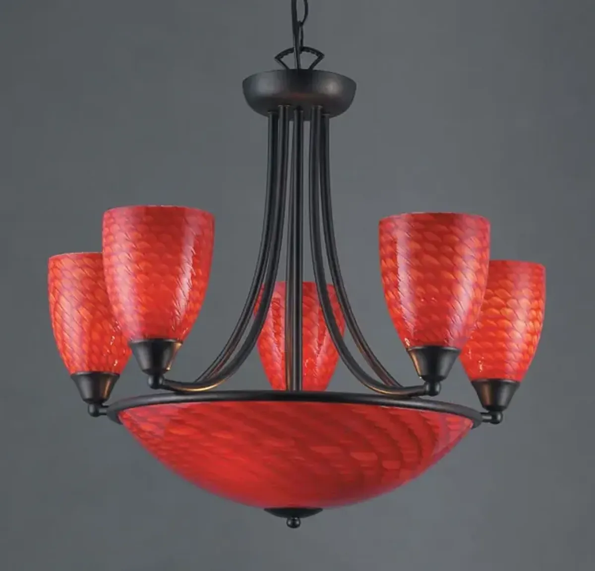 Arco Baleno 23'' Wide 8-Light Chandelier - Dark Rust with Scarlet Red