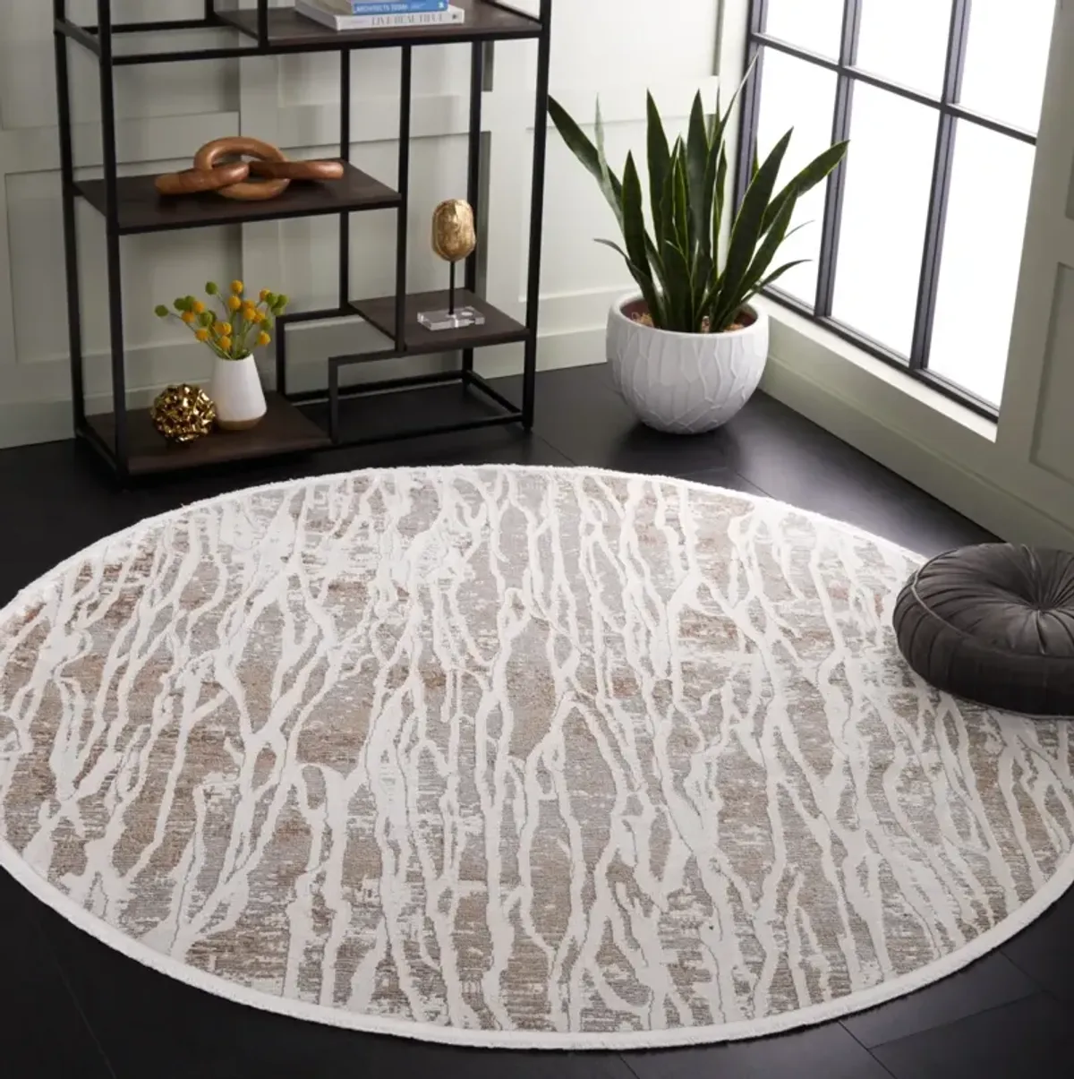 MILA 232 BEIGE  6'-7' x 6'-7' Round Round Rug