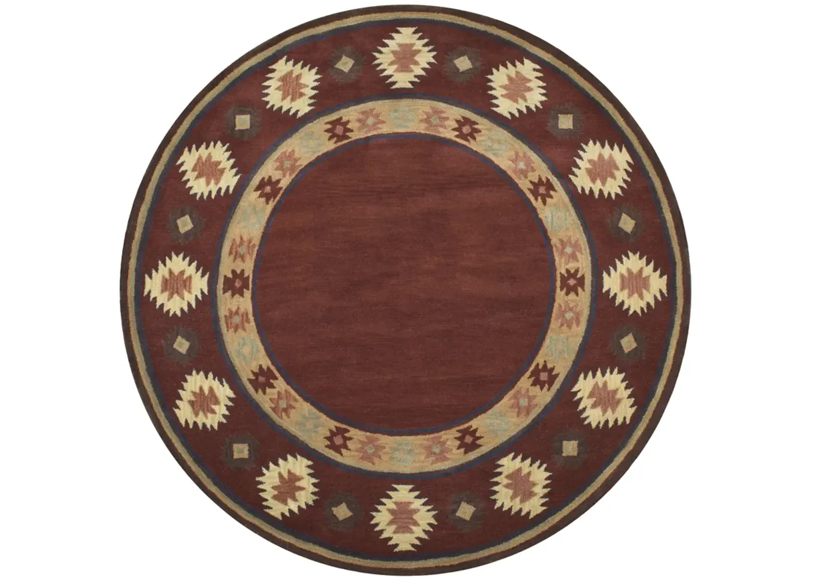 Southwest Red Southwest/Tribal Wool 10' Round Round  Rug