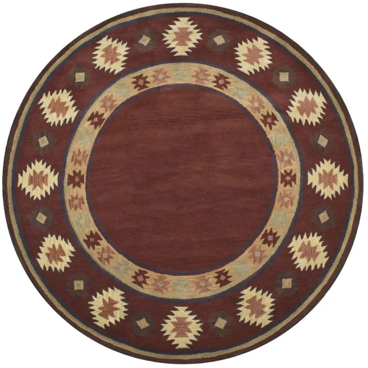 Southwest Red Southwest/Tribal Wool 10' Round Round  Rug