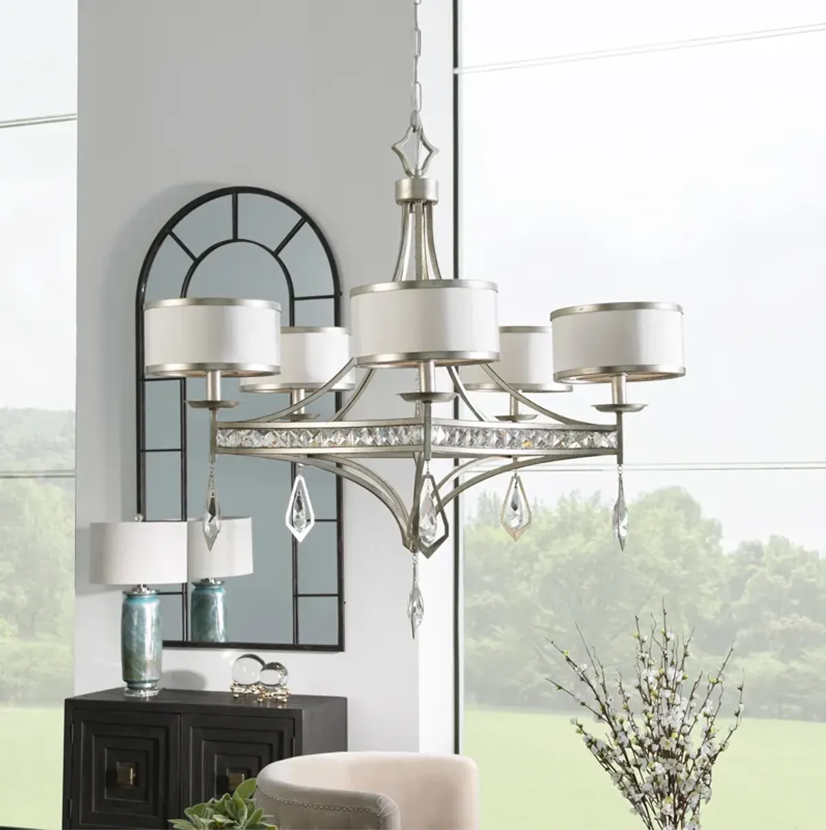 Tamworth 5 Light Silver Champagne Chandelier