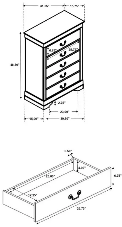 Louis Philippe Panel Bedroom Set with High Headboard