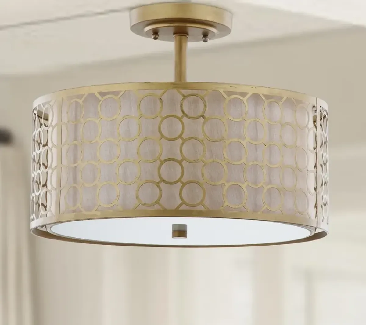 Giotta Circle Trellis 3-Light Antique Gold Semi Flush