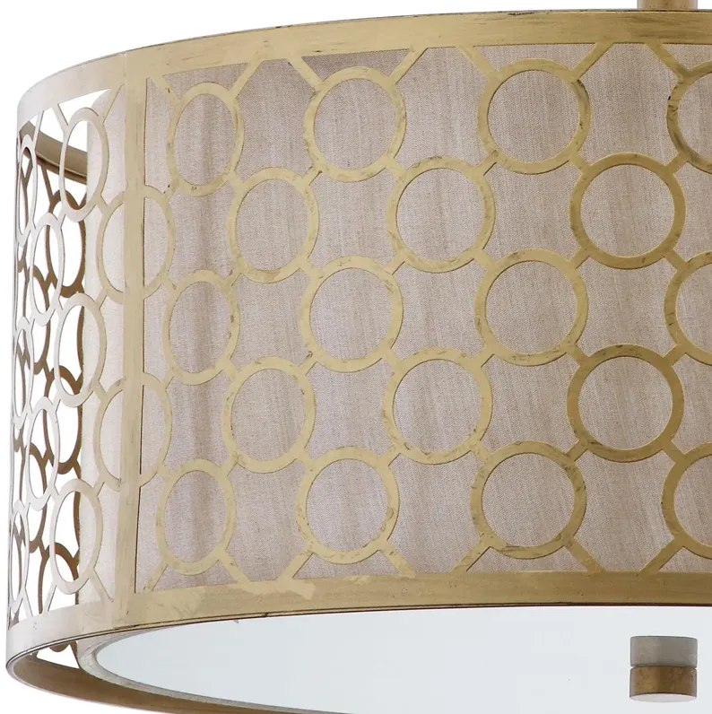 Giotta Circle Trellis 3-Light Antique Gold Semi Flush