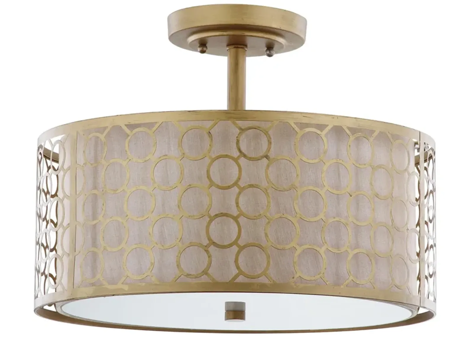 Giotta Circle Trellis 3-Light Antique Gold Semi Flush