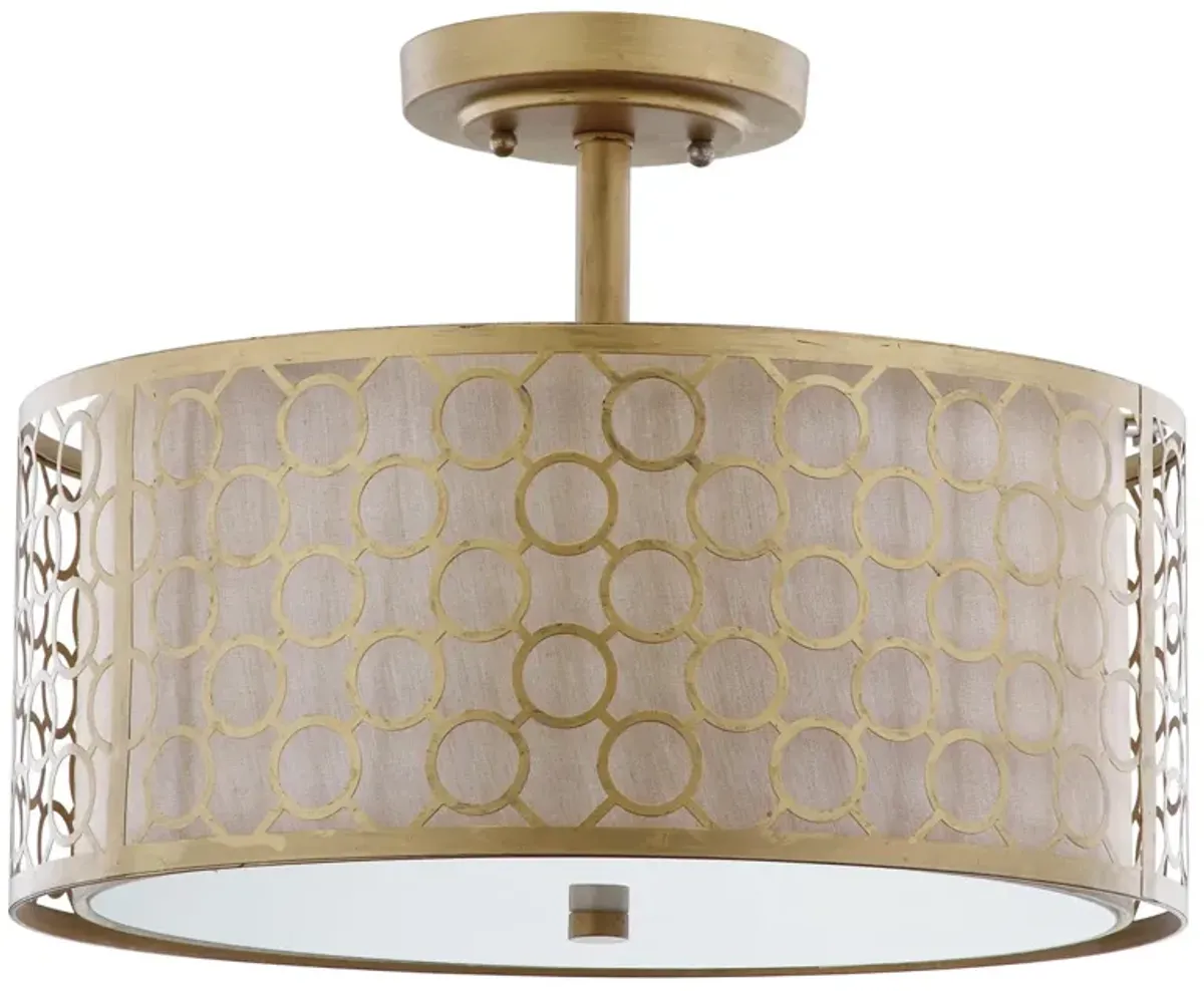 Giotta Circle Trellis 3-Light Antique Gold Semi Flush