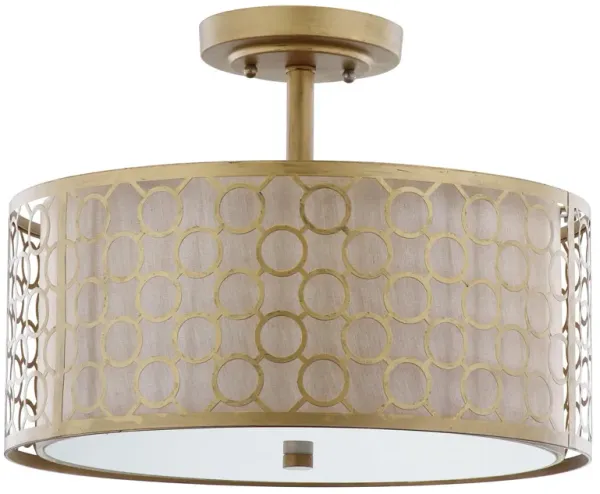 Giotta Circle Trellis 3-Light Antique Gold Semi Flush