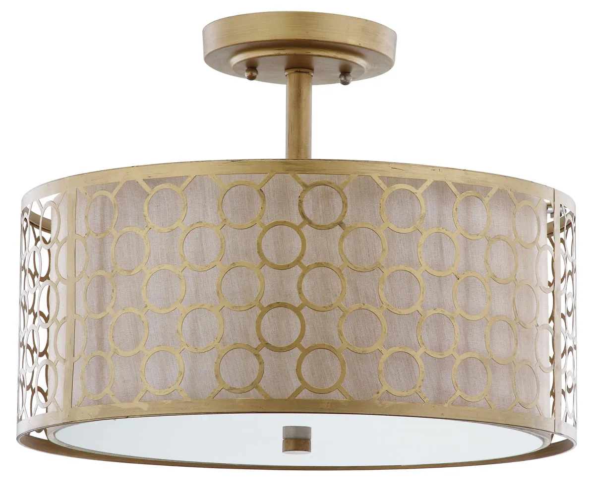 Giotta Circle Trellis 3-Light Antique Gold Semi Flush