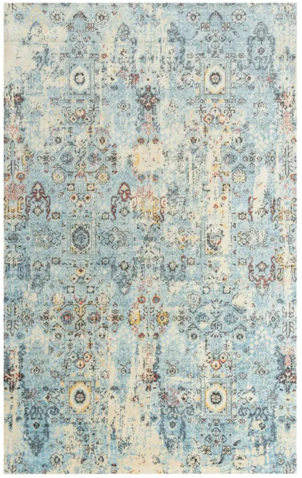 Ovation Blue/Beige distressed/classical N Z wool 2' x 3'  Rectangle Rug