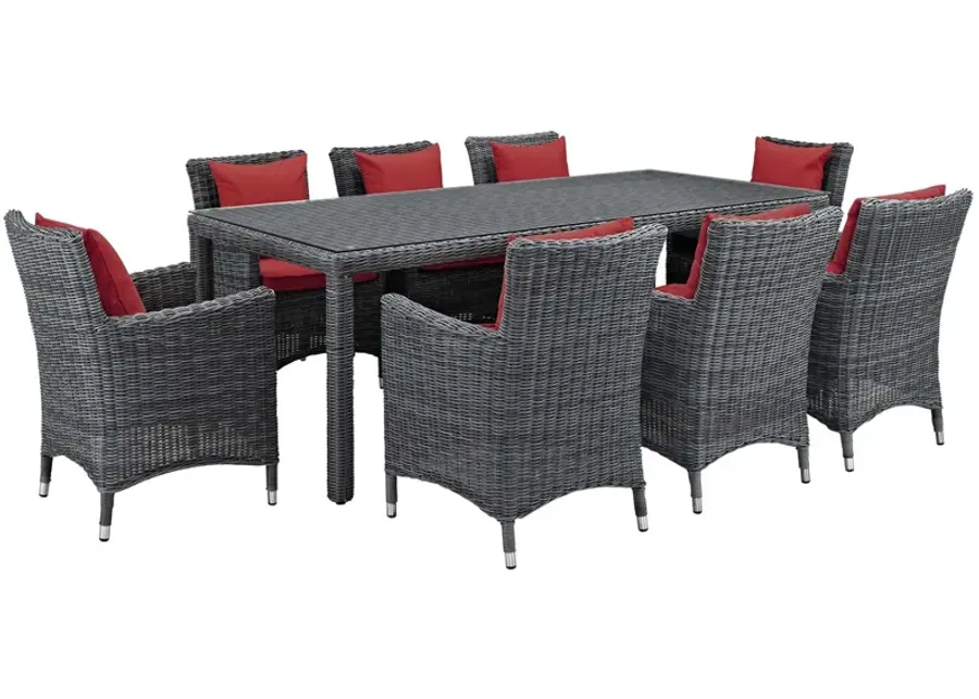 Summon 9 Piece Outdoor Patio Sunbrella® Dining Set