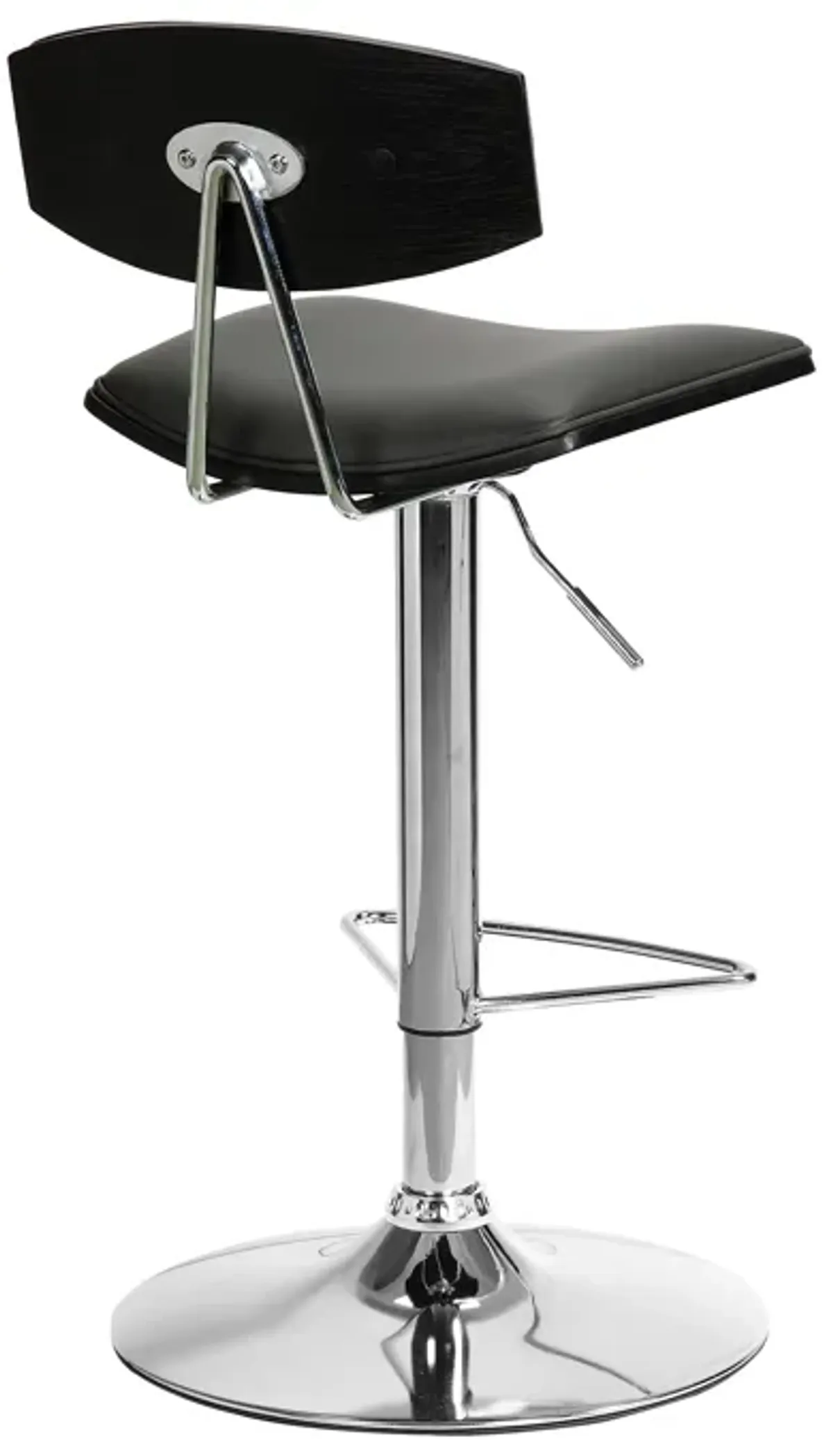 Erik Adjustable Gray Faux Leather Swivel Barstool with Chrome Base