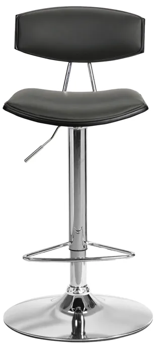 Erik Adjustable Gray Faux Leather Swivel Barstool with Chrome Base