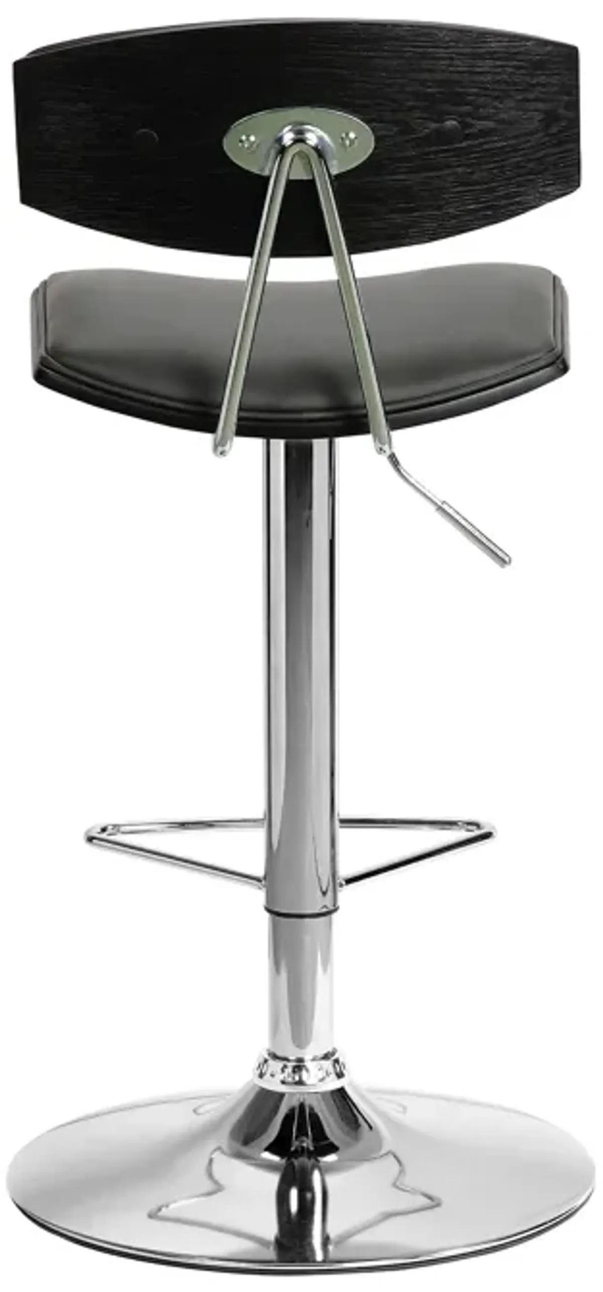 Erik Adjustable Gray Faux Leather Swivel Barstool with Chrome Base