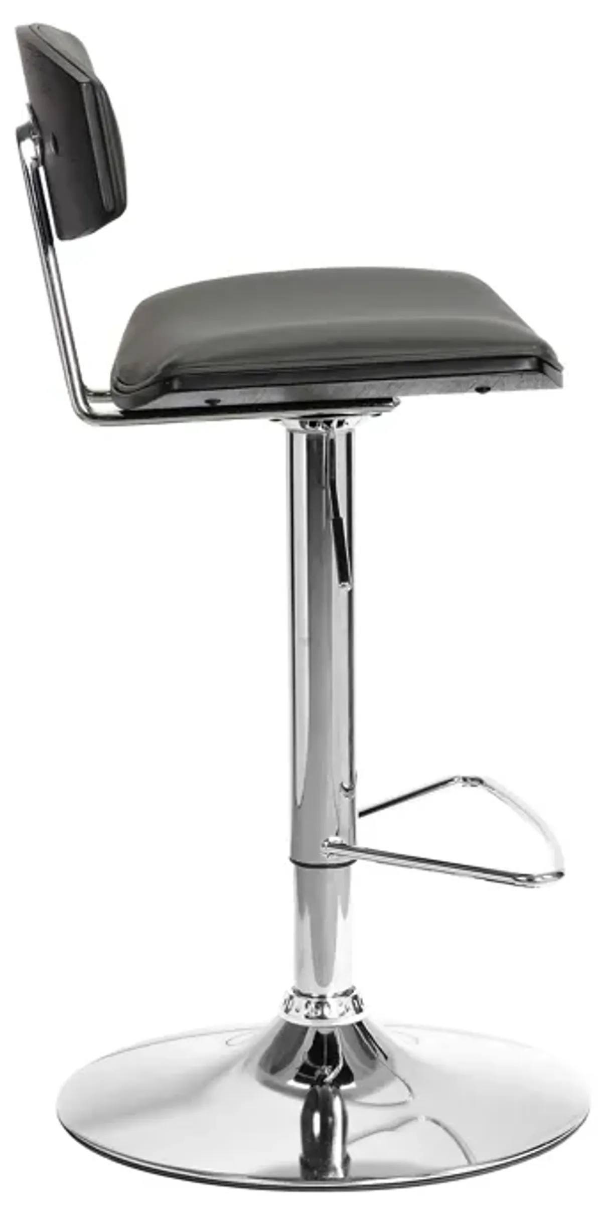 Erik Adjustable Gray Faux Leather Swivel Barstool with Chrome Base