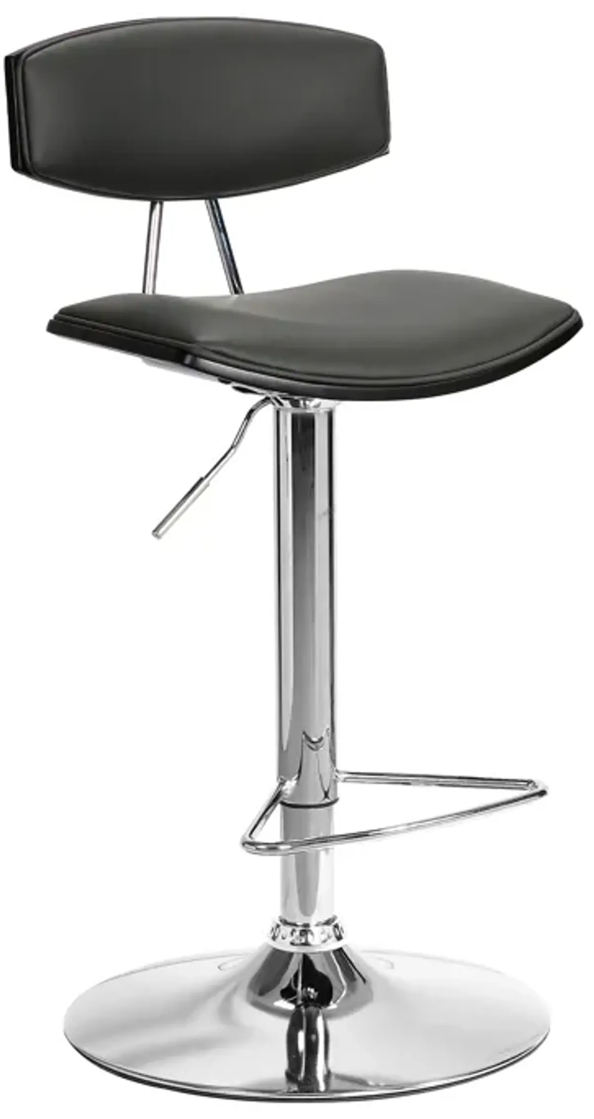 Erik Adjustable Gray Faux Leather Swivel Barstool with Chrome Base