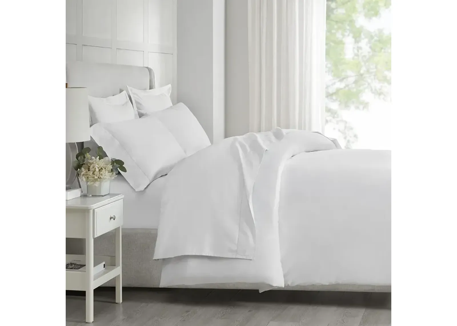 Madison Park 500 Thread Count Egyptian Cotton White Deep Pocket Queen Sheet Set