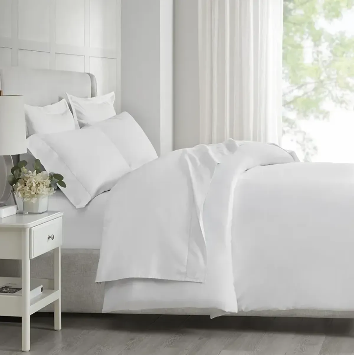 Madison Park 500 Thread Count Egyptian Cotton White Deep Pocket Queen Sheet Set