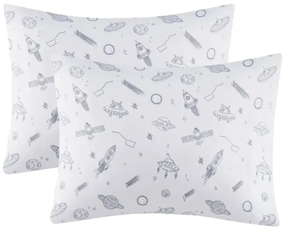 Mi Zone Printed Space Rocket Microfiber Sheet Set