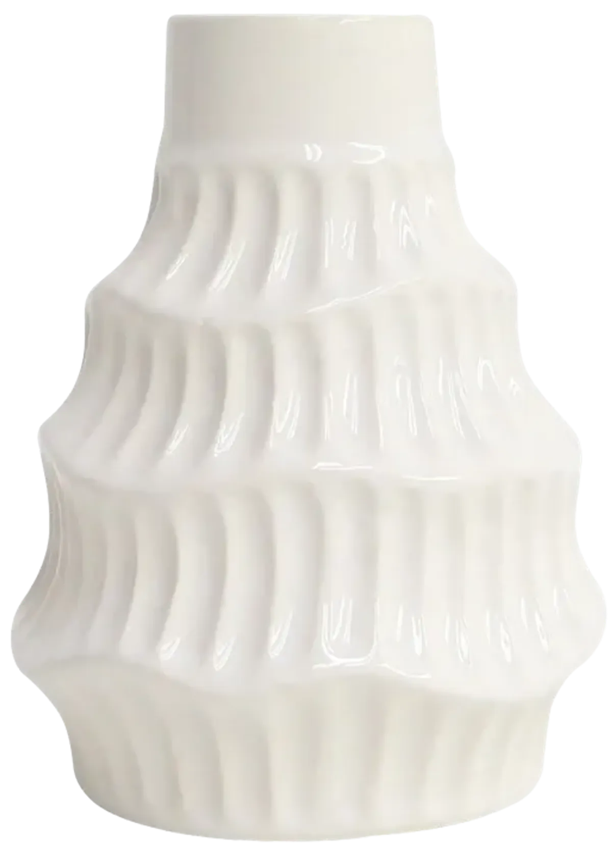 Cer, 7" Wavy Vase, White