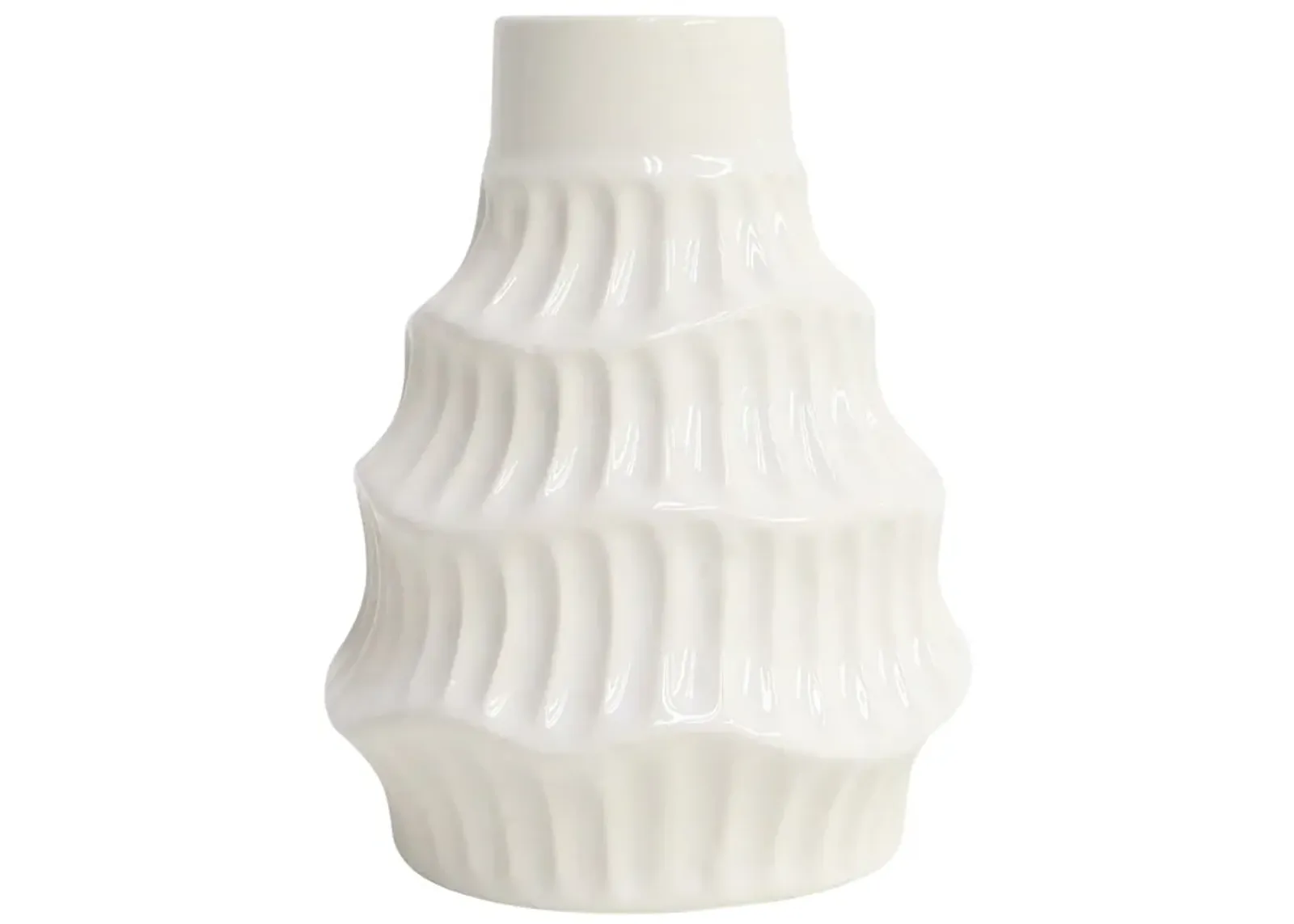 Cer, 7" Wavy Vase, White