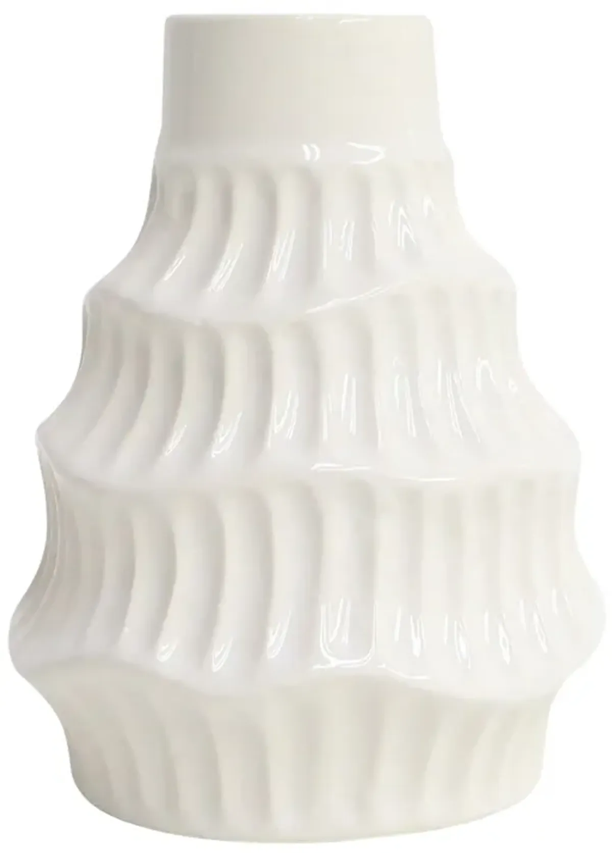 Cer, 7" Wavy Vase, White