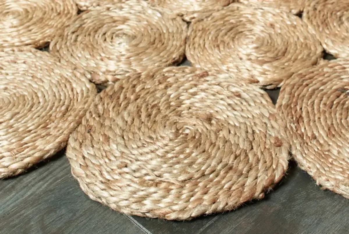 Nature Contemporary Geometric Organic Jute Indoor Round Area Rug 6'